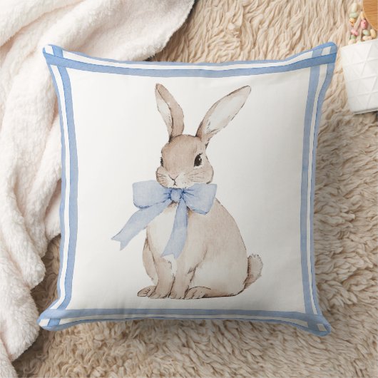 Niedlich Bunny Rabbit Blue Vintag Kissen (Decke)