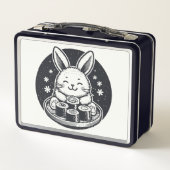 Niedlich Bunny Rabbit Eating Sushi Japanisch Kawai Metall Brotdose (Rückseite)