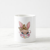 Niedlich Bunny Rabbit Face Leopard Bow Girls Happy Kaffeetasse (Mittel)