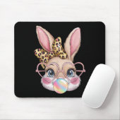 Niedlich Bunny Rabbit Face Leopard Bow Girls Happy Mousepad (Mit Mouse)