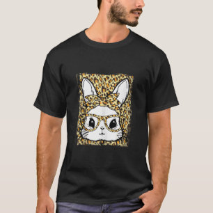 Niedlich Bunny Rabbit Face Leopard Glasses Girl Ha T-Shirt