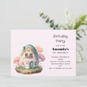 Niedlich Bunny Rabbit Japanisch Kawaii Stil Geburt Einladung (Stehend Vorderseite)