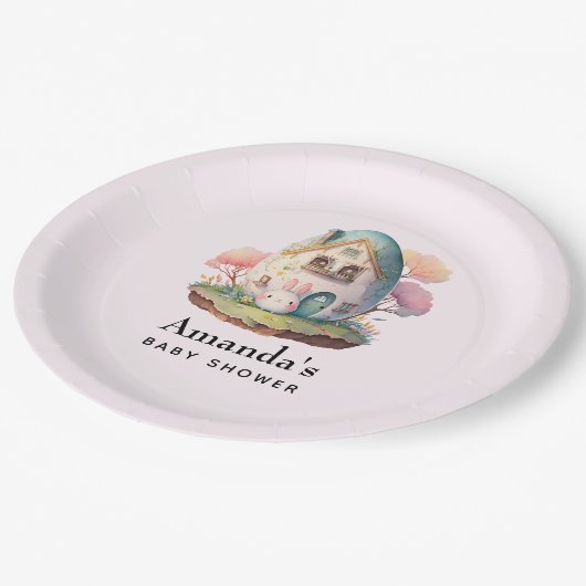 Niedlich Bunny Rabbit Japanisch Kawaii Stil Geburt Pappteller (Schrägansicht)