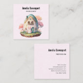 Niedlich Bunny Rabbit Japanischer Kawaii Stil Quadratische Visitenkarte (Vorne/Hinten)