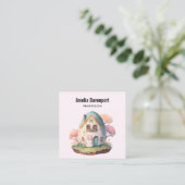 Niedlich Bunny Rabbit Japanischer Kawaii Stil Quadratische Visitenkarte (Stehend Vorderseite)