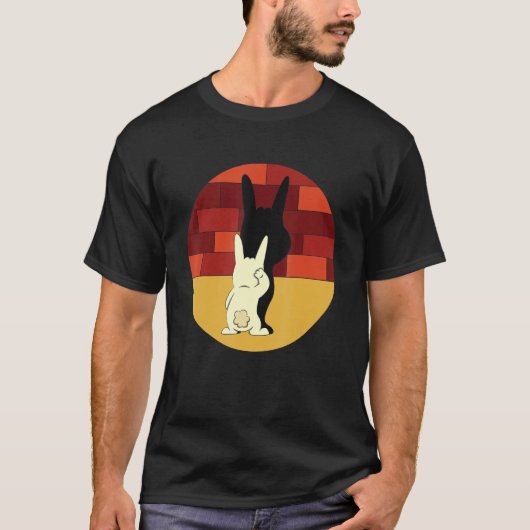 Niedlich Bunny Rockstar Shadow Illusion Spaß T-Shirt (Vorderseite)