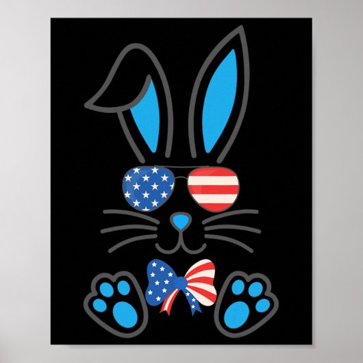 Niedlich Bunny US Flag Sungles Bow Krawatte Happy  Poster (Vorne)
