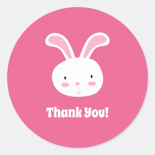 Niedlich Bunny Vielen Dank Runder Aufkleber (Vorderseite)