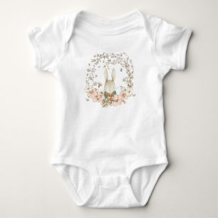 Niedlich Bunny Vintag Florals Greenerage Foliage B Baby Strampler