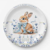 Niedlich Bunny Wildblumen Baby Shower Boy Pappteller (Vorderseite)