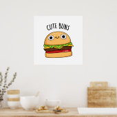Niedlich Buns Funny Burger Bun Pun Poster (Küche)