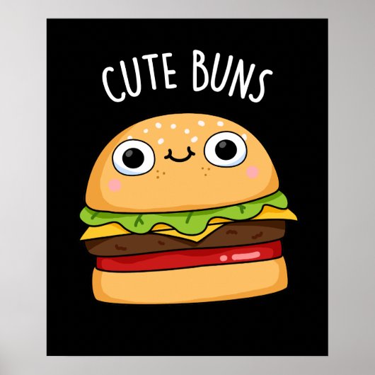 Niedlich Buns Funny Burger Puck Dark BG Poster (Vorne)