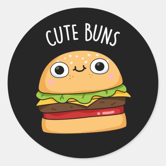 Niedlich Buns Funny Burger Puck Dark BG Runder Aufkleber (Vorderseite)