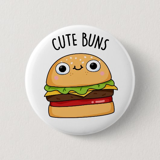 Niedlich Buns Funny Burger Puff Button (Vorderseite)