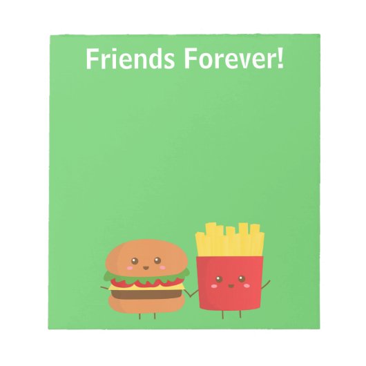 Niedlich Burger und Fries Friends Forever Notizblock (Vorderseite)