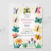 Niedlich Butterfly Einladung zum 1. Geburtstag (Vorderseite)