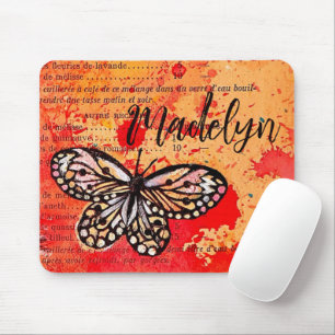 Niedlich Butterfly Watercolor Vintag Boho Name Mousepad