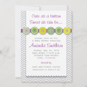 Niedlich Button Baby Dusche Einladung (Vorderseite)
