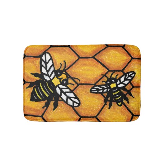 Niedlich Buzzing Yellow Jacket Bee Honeycomb Badematte (Vorderseite)