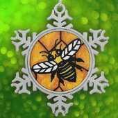 Niedlich Buzzing Yellow Jacket Bee Honeycomb Schneeflocken Zinn-Ornament