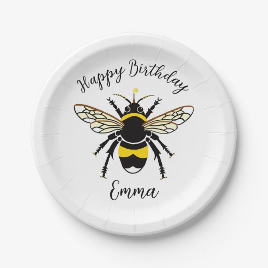 Niedlich Buzzy BEE Wildlife - Happy Birthday - Par Pappteller (Vorderseite)