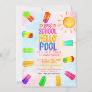 Niedlich Bye school hello pool Party Einladung