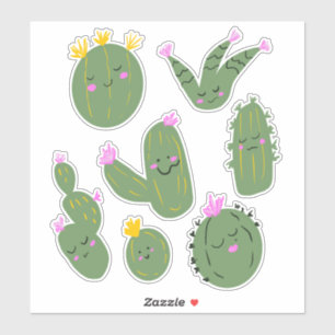 Niedlich Cactus Cacti Illustration Set Sticker