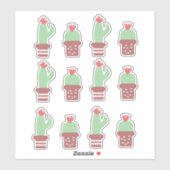 Niedlich Cactus Cacti Potted Pflanze Set Sticker (Blatt)