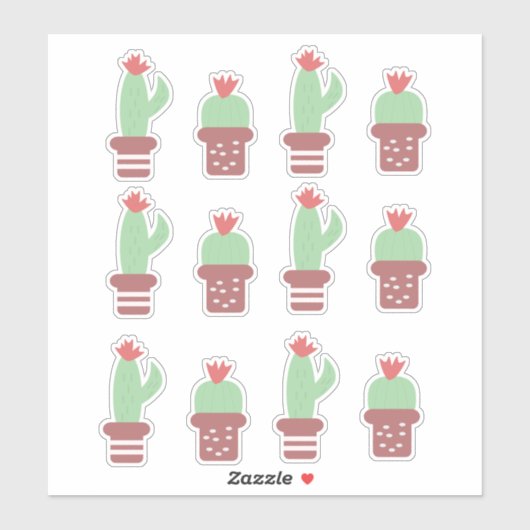 Niedlich Cactus Cacti Potted Pflanze Set Sticker (Blatt)