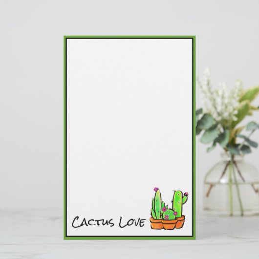 Niedlich Cactus cacti succulents pink wüste Blume Briefpapier (Stehend Vorderseite)