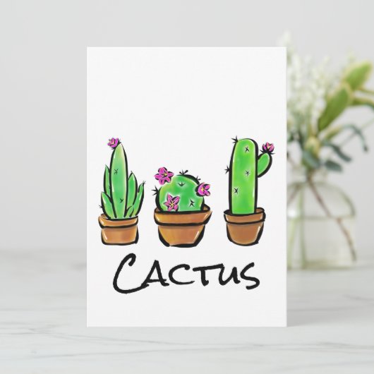 Niedlich Cactus cacti succuli Einladung (Stehend Vorderseite)