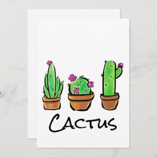 Niedlich Cactus cacti succuli Einladung (Vorne/Hinten)