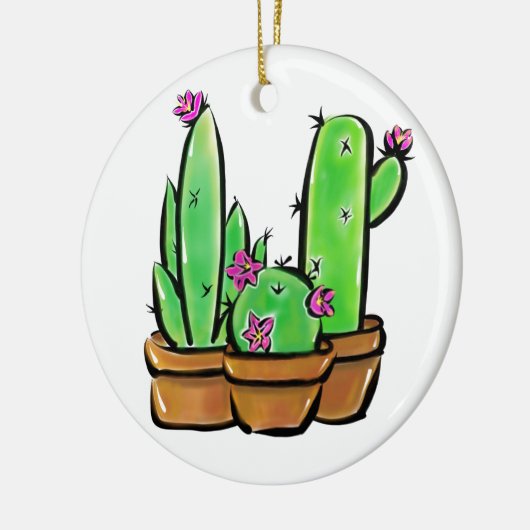 Niedlich Cactus cacti succuli Keramik Ornament (Links)