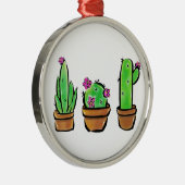Niedlich Cactus cacti succuli Silbernes Ornament (Rechts)