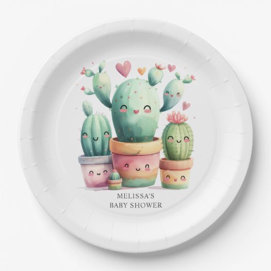 Niedlich Cactus Fiesta Baby Shower Pappteller (Vorderseite)
