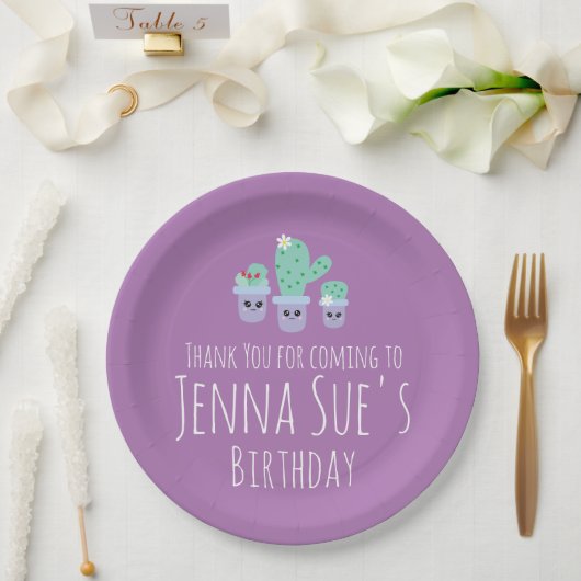 Niedlich Cactus gepotted Pflanze Geburtstag Danke Pappteller (Hochzeit)
