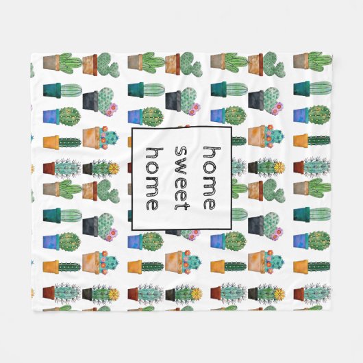 Niedlich Cactus Greenery Blume Natur Fleecedecke (Vorderseite (Horizontal))