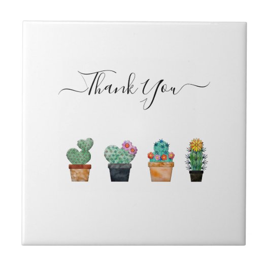 Niedlich Cactus Greenery Blume Natur Fliese (Vorderseite)