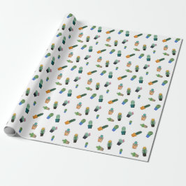Niedlich Cactus Greenery Blume Pattern Geschenkpapier