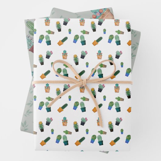Niedlich Cactus Greenery Blume Pattern Geschenkpapier Set (Beispiel)