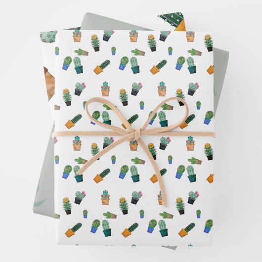 Niedlich Cactus Greenery Blume Pattern Geschenkpapier Set (Beispiel)
