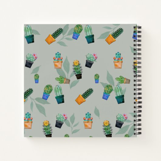 Niedlich Cactus Greenery Blume Pattern Notizblock (Rückseite)