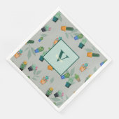 Niedlich Cactus Greenery Blume Pattern Serviette (Ecke)