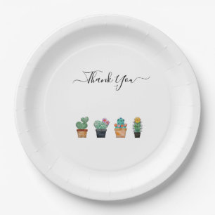 Niedlich Cactus Greenery Blume Vielen Dank Pappteller