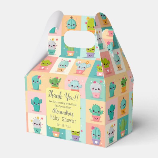 Niedlich Cactus Kawaii Baby Shower Geschenkschachtel (Vorderseite)