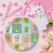 Niedlich Cactus Kawaii Baby Shower Pappteller (Party)