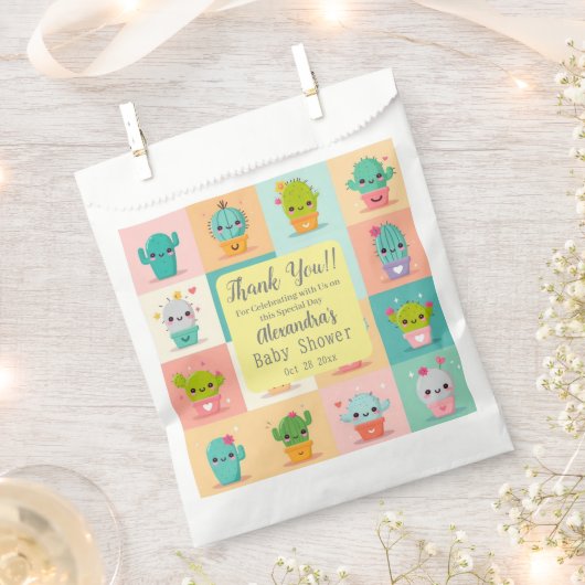 Niedlich Cactus Kawaii Kinderdusche Vielen Dank Geschenktütchen (Ausgeschnitten)