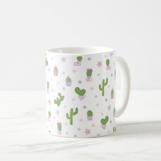 Niedlich Cactus Pattern Individuelle Name Einzigar Kaffeetasse (VorderseiteRechts)