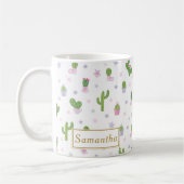 Niedlich Cactus Pattern Individuelle Name Einzigar Kaffeetasse (Links)