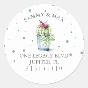 Niedlich Cactus Rücksendeadresse Umschlag Aufklebe Runder Aufkleber